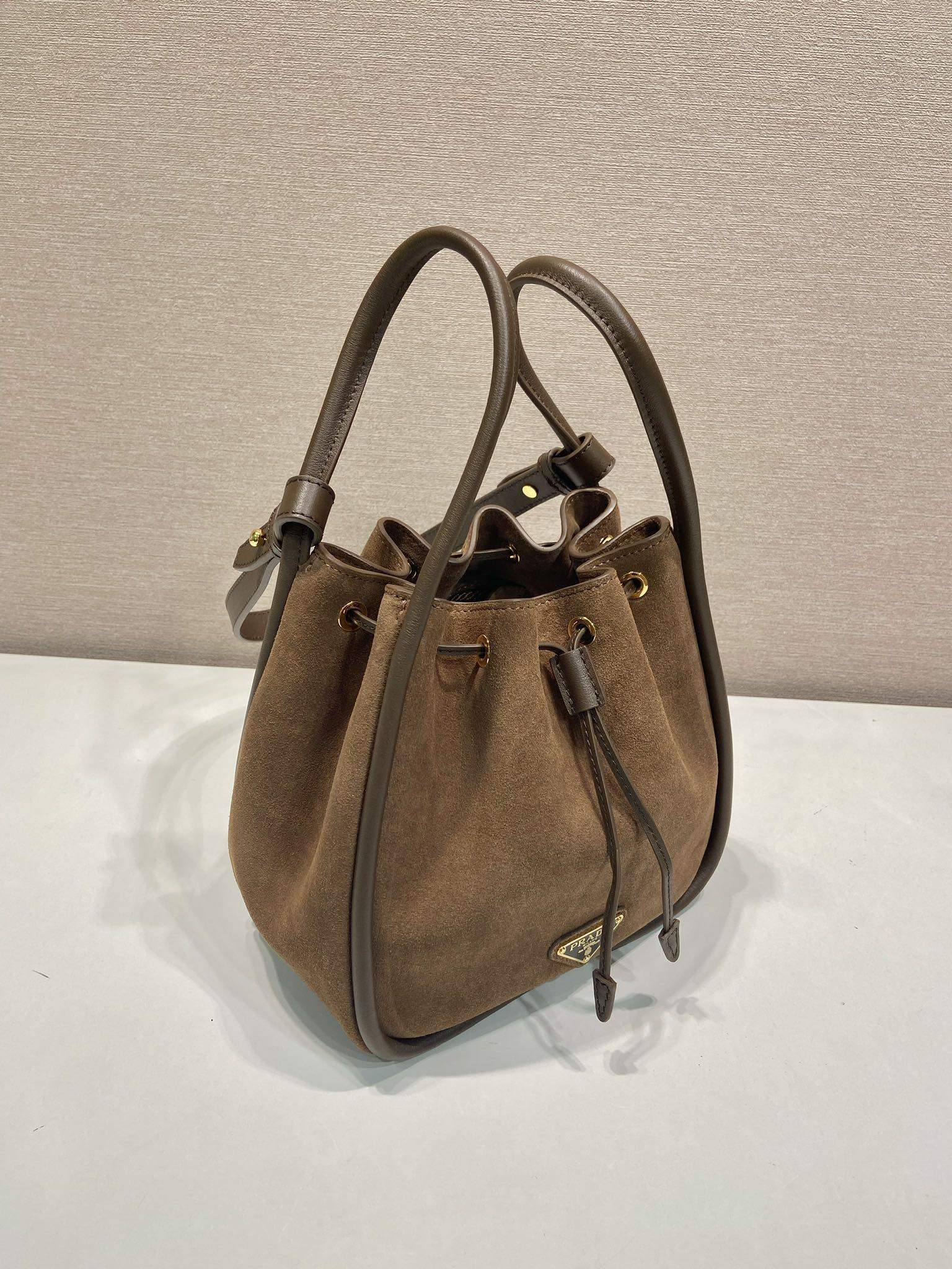 Premium Prada Darling Suede Mini Replica Bucket Bag - Image 4