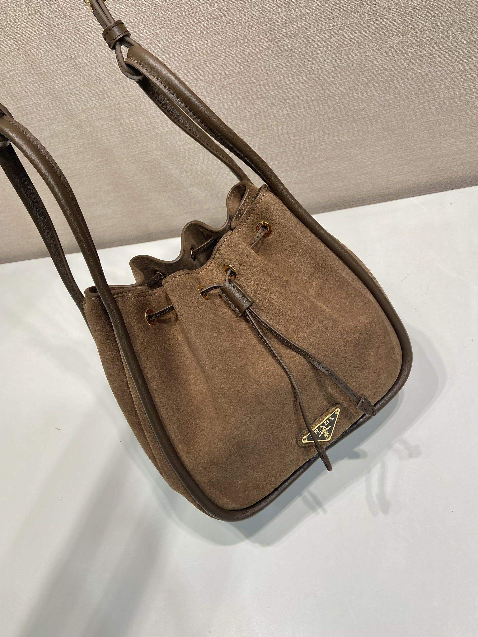 Premium Prada Darling Suede Mini Replica Bucket Bag - Image 7