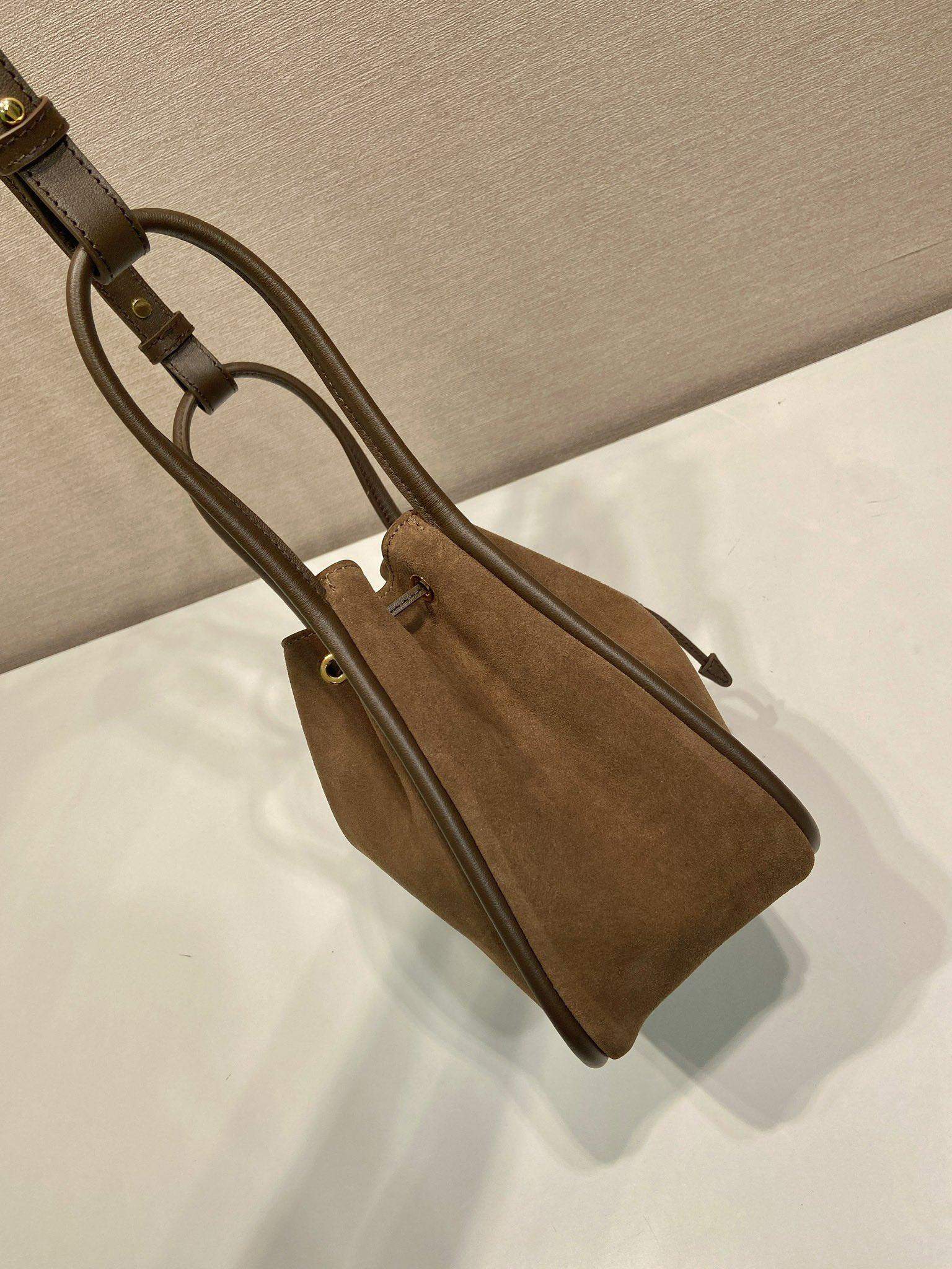 Premium Prada Darling Suede Mini Replica Bucket Bag - Image 5