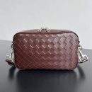 Shop Bottega Veneta Small Intrecciato Camera Replica Bag - Burgundy