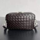 Shop Bottega Veneta Small Intrecciato Camera Replica Bag - Dark Brown