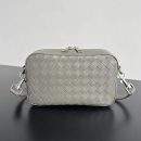 Shop Bottega Veneta Small Intrecciato Camera Replica Bag - Gray