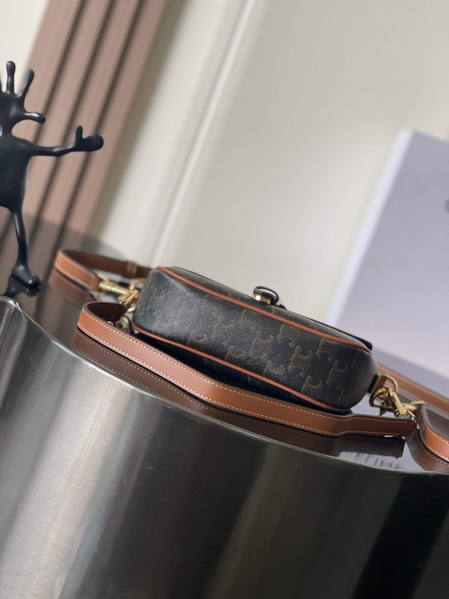 Best Celine Folco Replica Shoulder Bag In Triomphe Canvas And Calfskin - Image 4