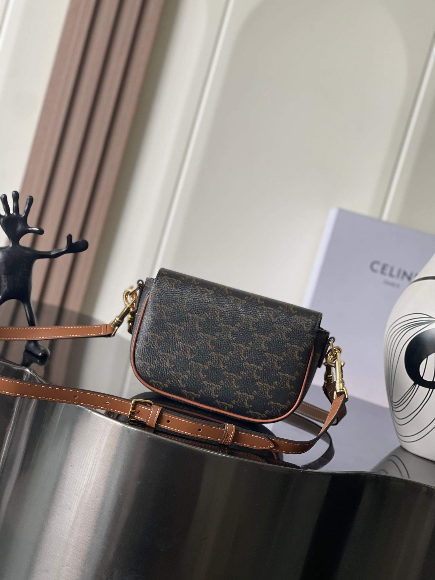 Best Celine Folco Replica Shoulder Bag In Triomphe Canvas And Calfskin - Image 2