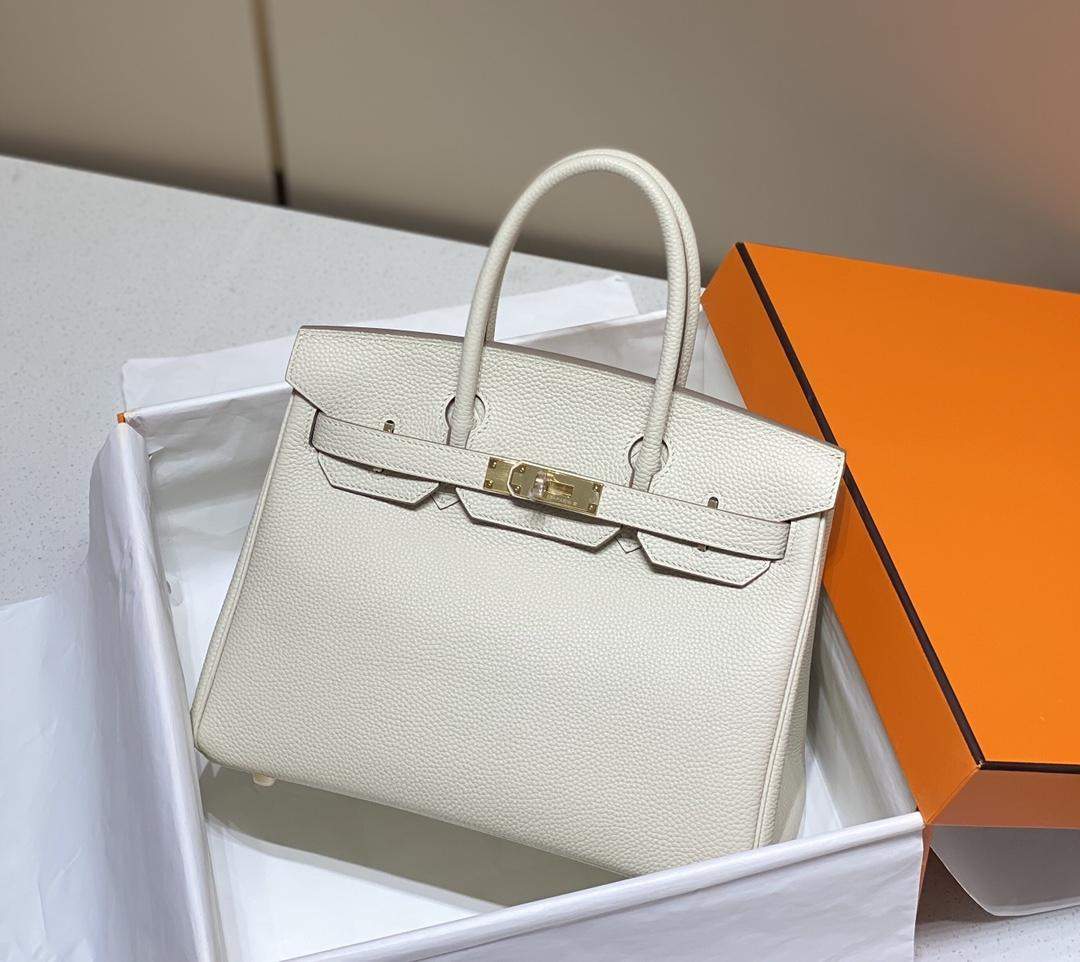 Hermes Birkin Platinum Togo Leather Replica Bag With Gold-Tone Metal 30 cm - Image 9
