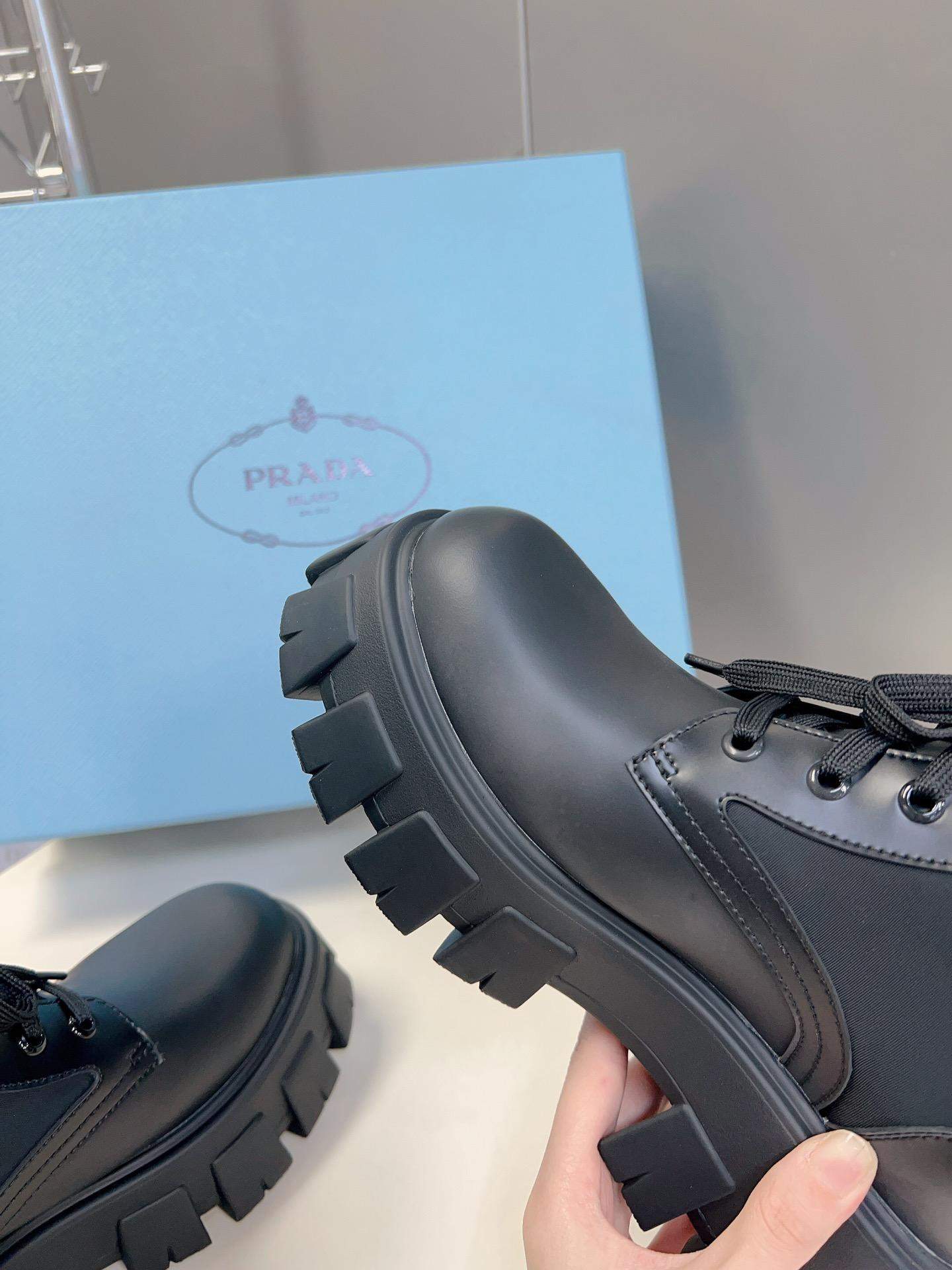 Copy Prada Monolith Leather And Re-Nylon Combat Replica Boots With Pouch - Image 7