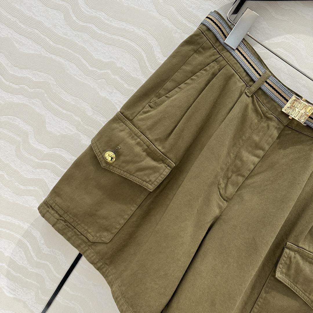 Shop Miu Miu Garment-Dyed Cotton Satin Replica Shorts - Image 5