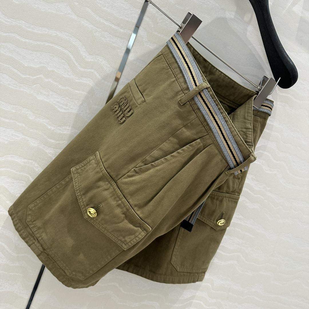 Shop Miu Miu Garment-Dyed Cotton Satin Replica Shorts - Image 7