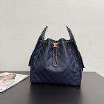 Premium Grained Calfskin 25 Medium Replica Handbag - Navy Blue