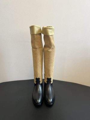 High-End Quality Suede Calfskin & Calfskin Thigh Replica Boots