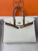 Luxury Replica Hermes Birkin 25cm, ck10/Craie, ck37/Gold Togo