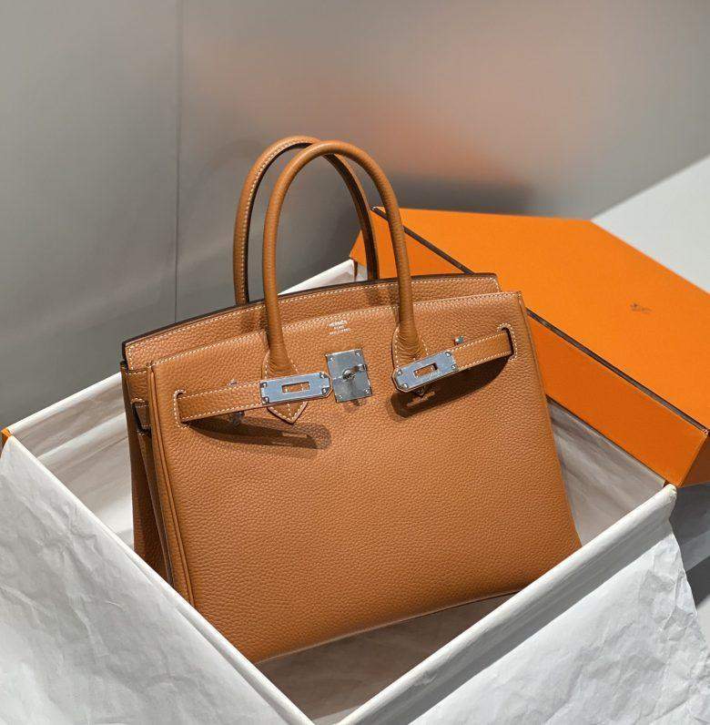 Hermes Birkin Platinum Togo Leather Replica Bag With Silver-Tone Metal 30 cm - Image 2