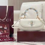 Luxury Gucci Bamboo Diva Medium Replica Bag - White