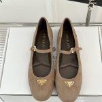 Luxury Prada Suede Replica Ballerinas - Beige