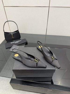 Buy Yves Saint Laurent Babylone Slingback Flats In Satin Crepe