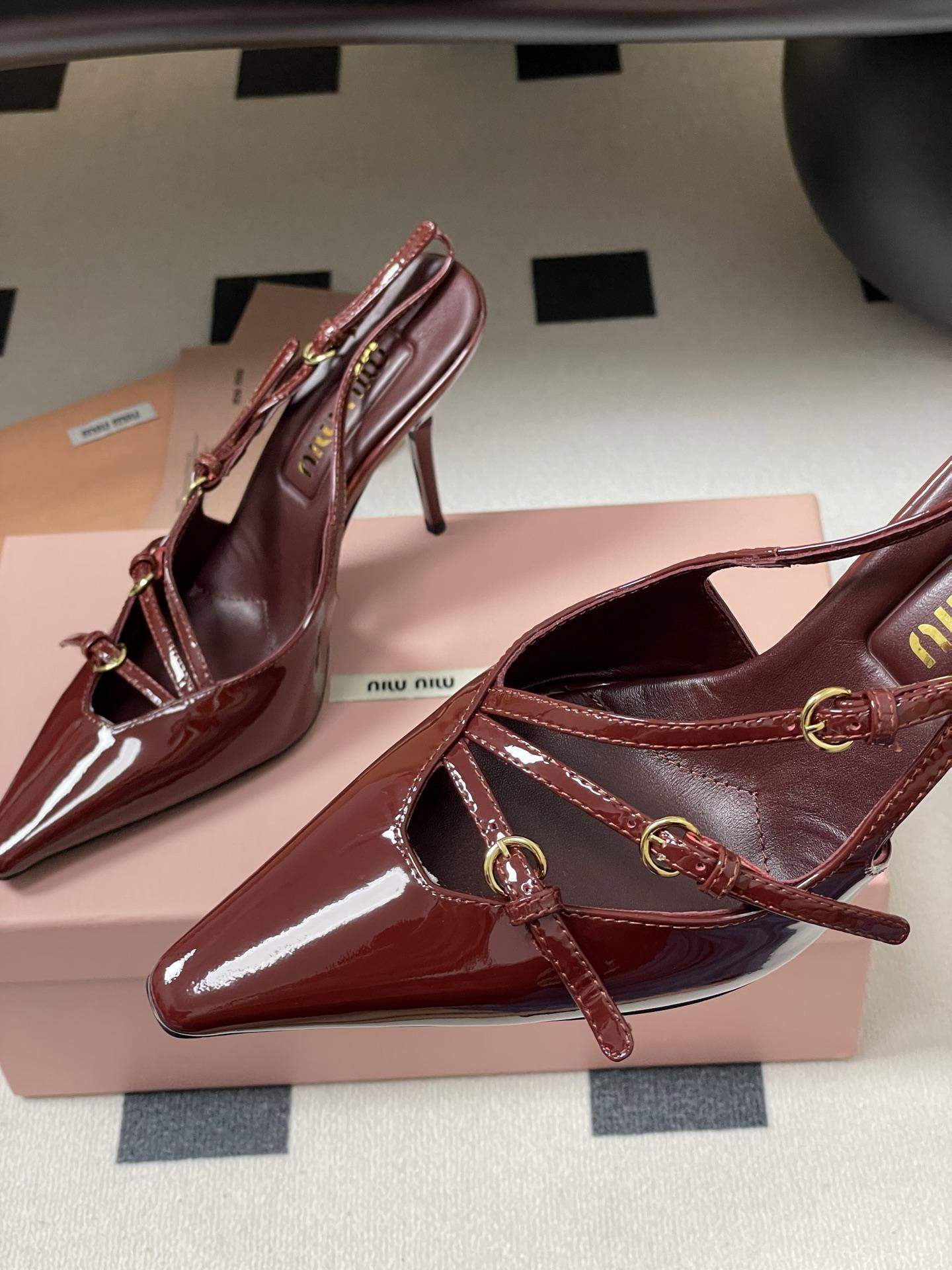 Best Miu Miu Patent Leather Replica Slingbacks With Buckles - Image 7