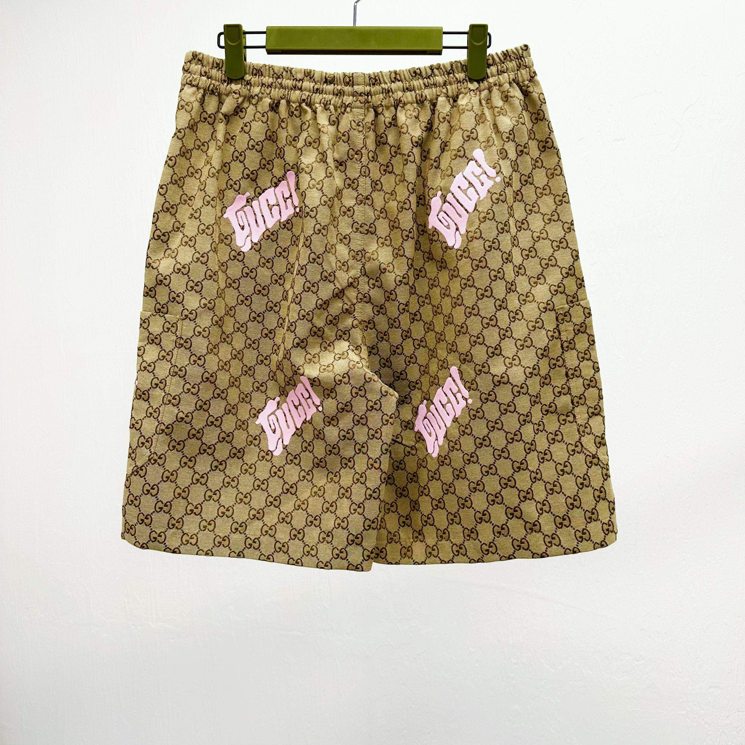 Shop Gucci Embroidered Canvas Linen Blend Replica Shorts - Image 2