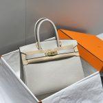 Hermes Birkin Platinum Togo Leather Replica Bag With Gold-Tone Metal 30 cm - Light Gray