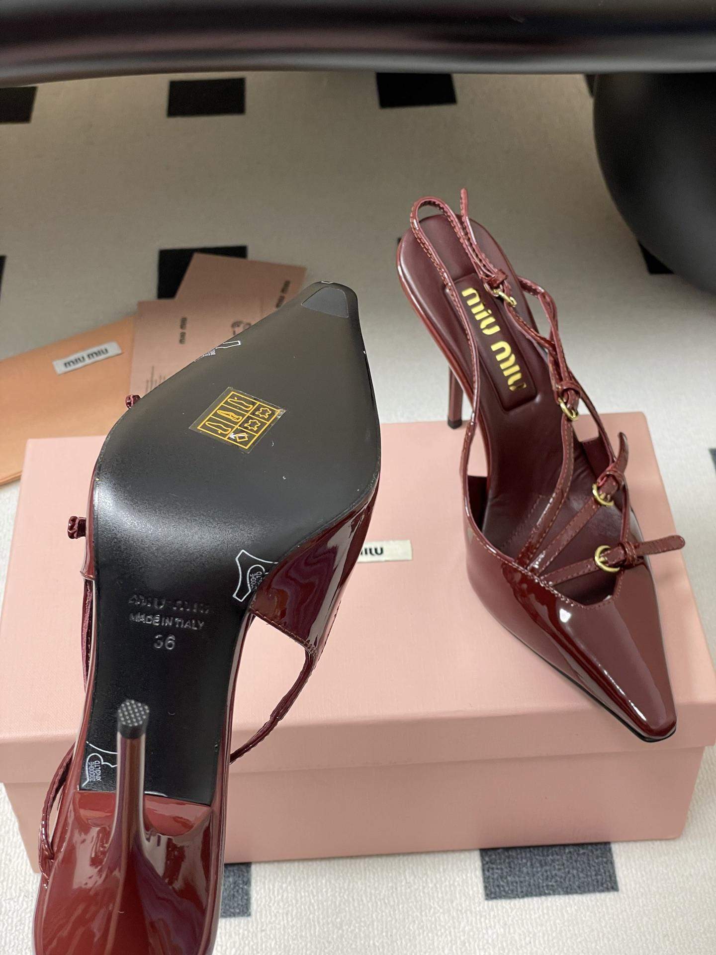 Best Miu Miu Patent Leather Replica Slingbacks With Buckles - Image 9