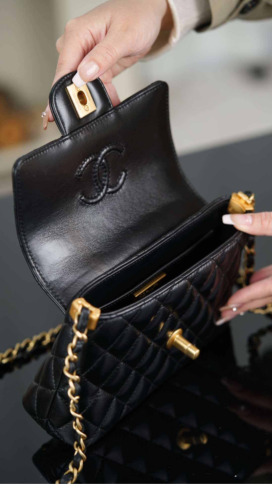 Shop Small Replica Flap Bag With Top Handle - Image 12