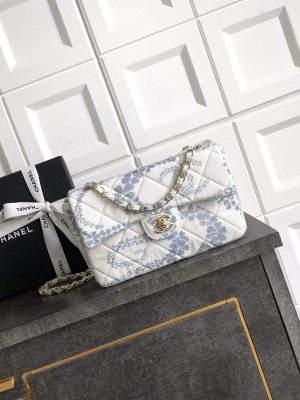 Premium Printed Denim Replica Flap Bag