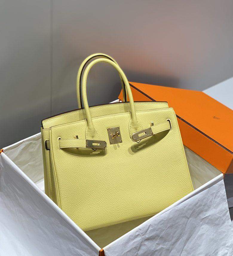 Hermes Birkin Platinum Togo Leather Replica Bag With Gold-Tone Metal 25 cm - Image 3