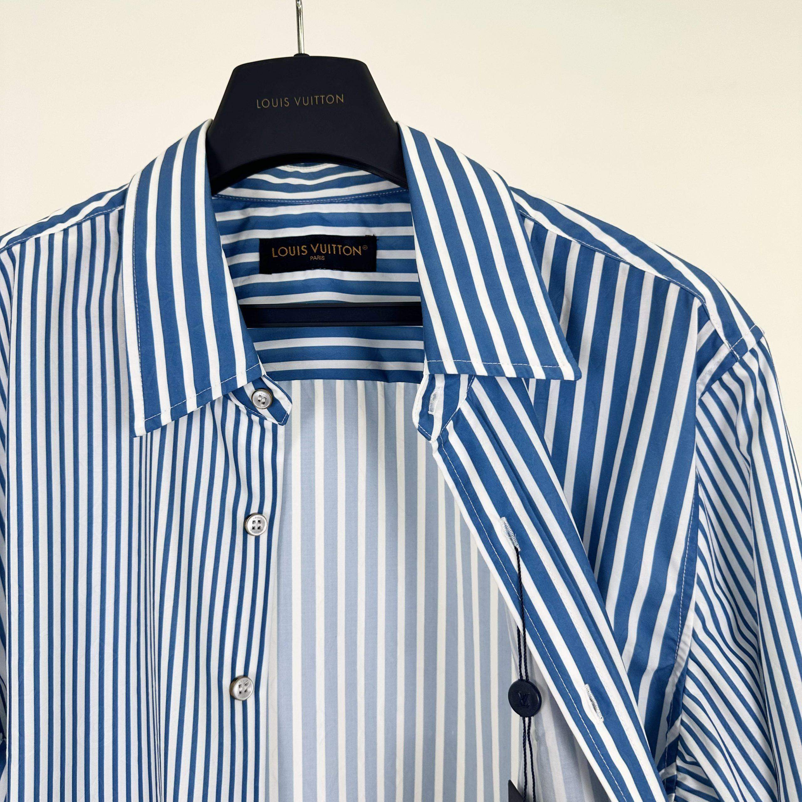 Luxury Louis Vuitton Monogram Patchwork Striped Replica Shirt - Image 4