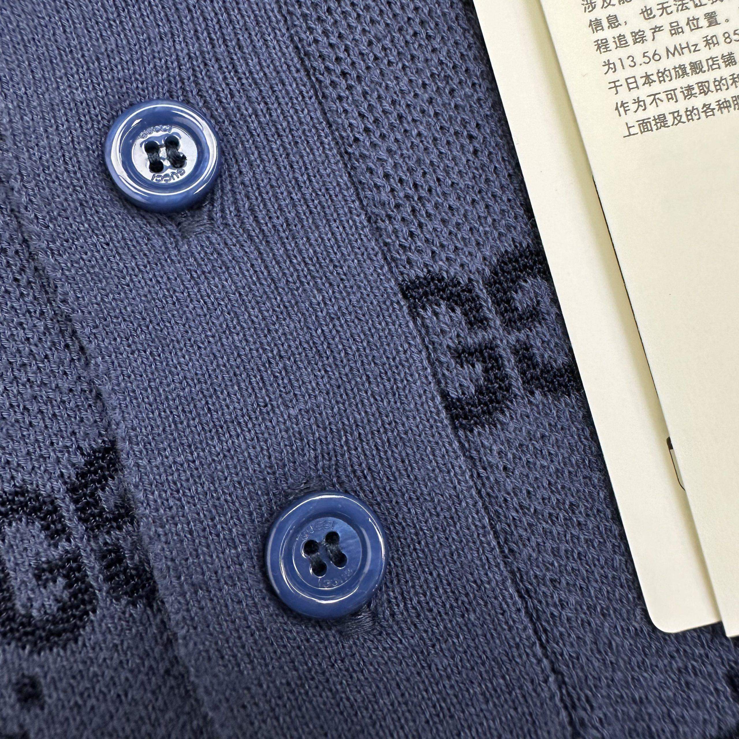 Luxury Gucci GG Cotton Knit Jacquard Replica Polo Shirt - Image 5