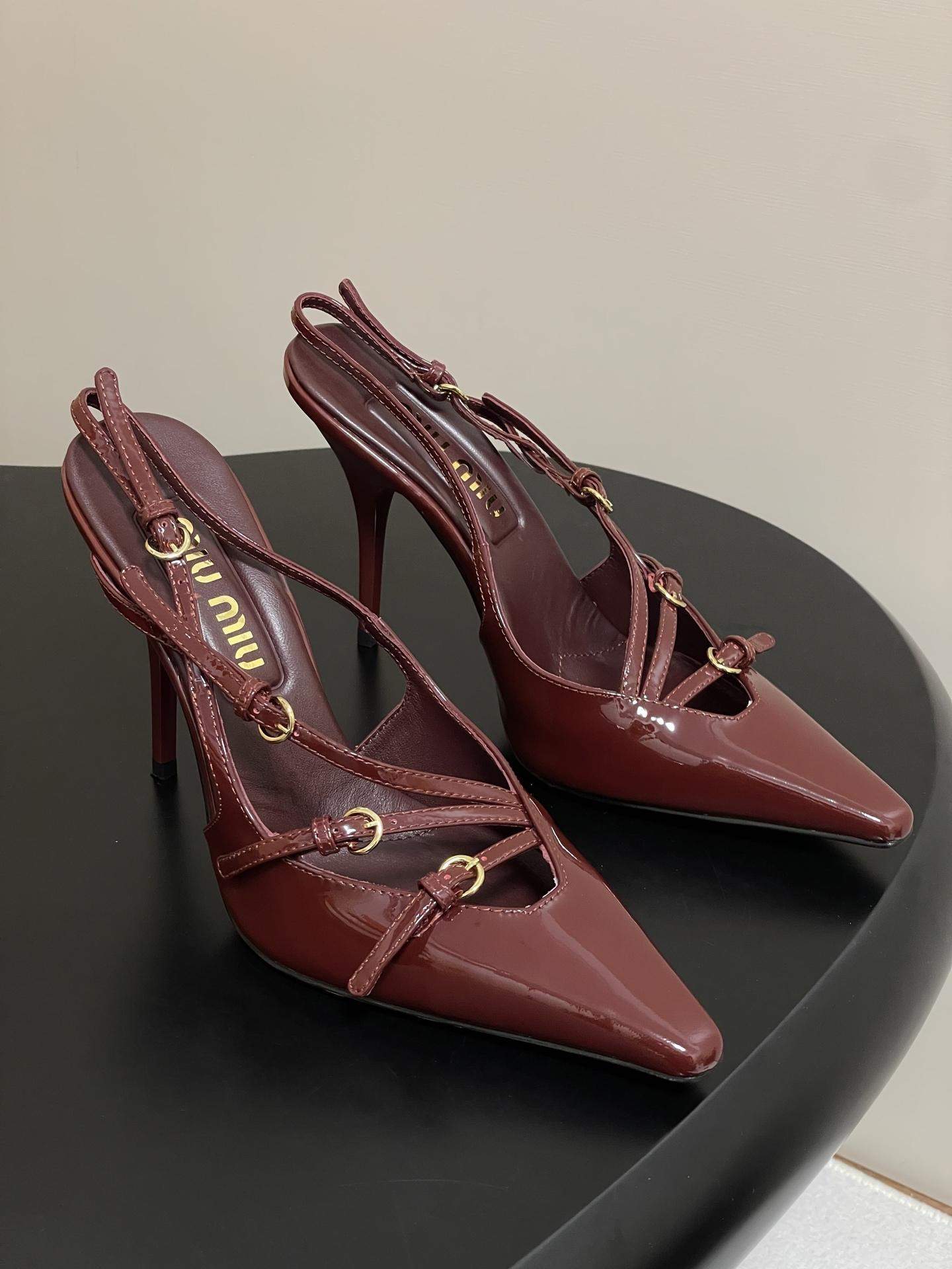 Best Miu Miu Patent Leather Replica Slingbacks With Buckles - Image 3