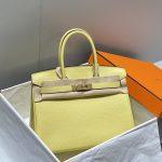 Hermes Birkin Platinum Togo Leather Replica Bag With Gold-Tone Metal 30 cm - Yellow