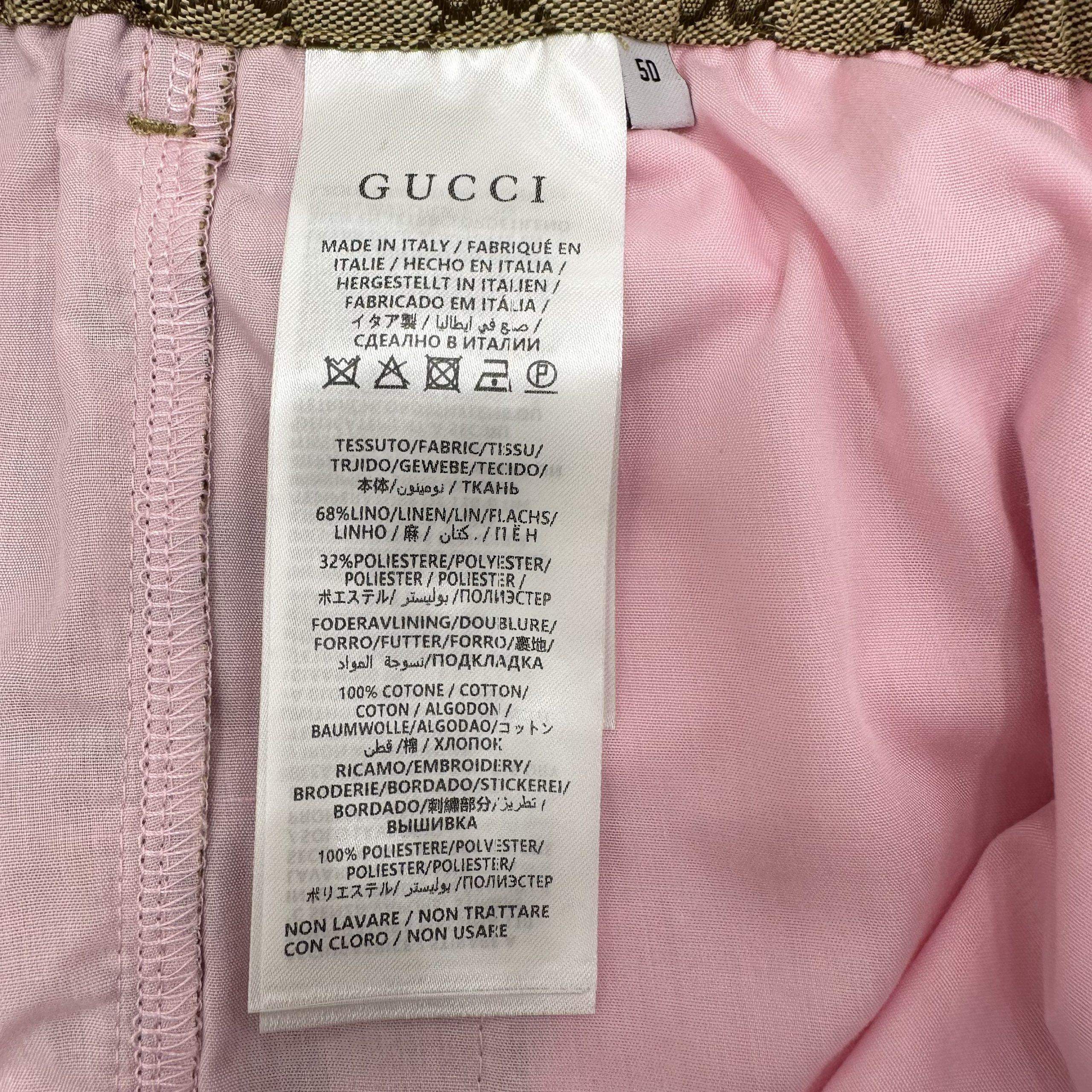 Shop Gucci Embroidered Canvas Linen Blend Replica Shorts - Image 8