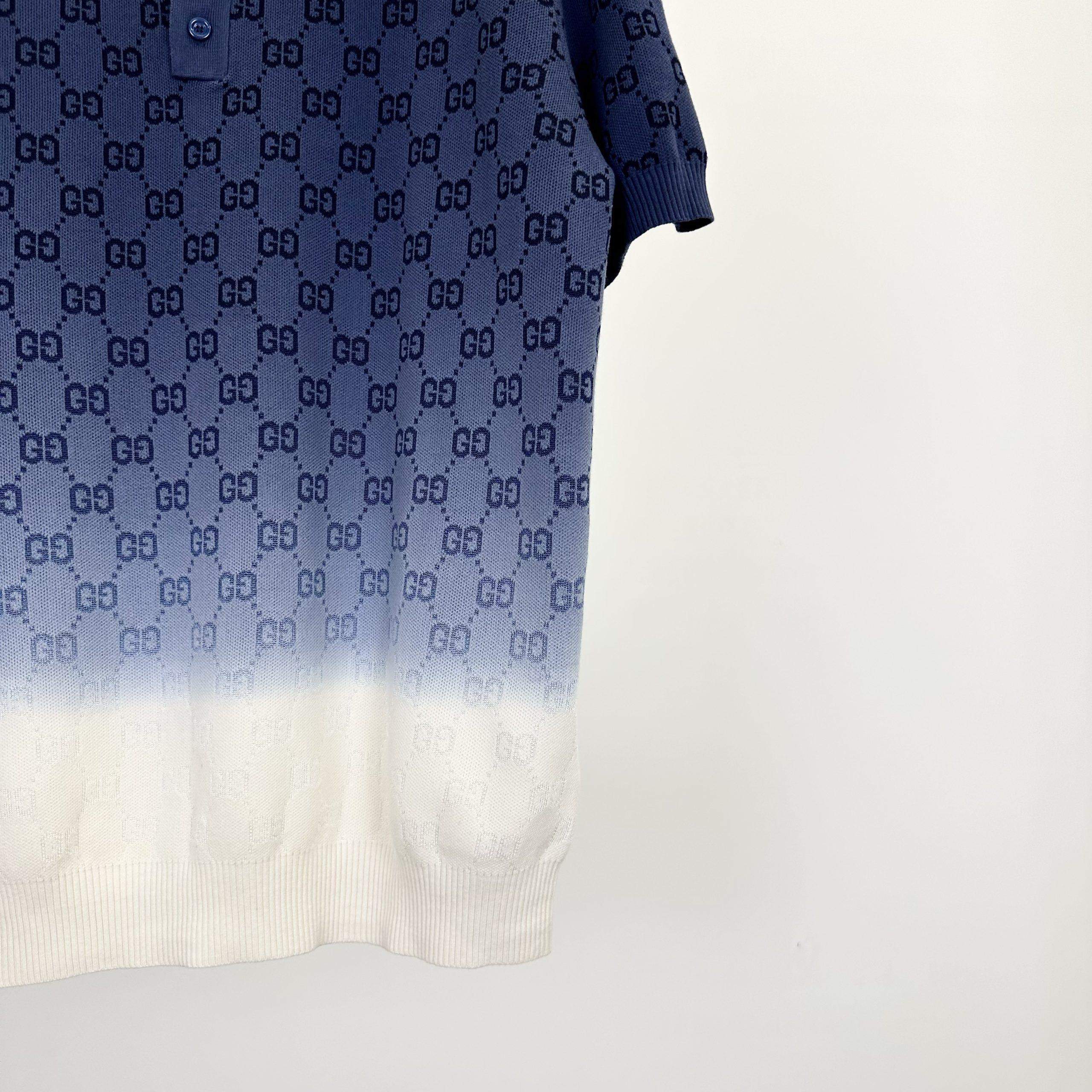 Luxury Gucci GG Cotton Knit Jacquard Replica Polo Shirt - Image 7