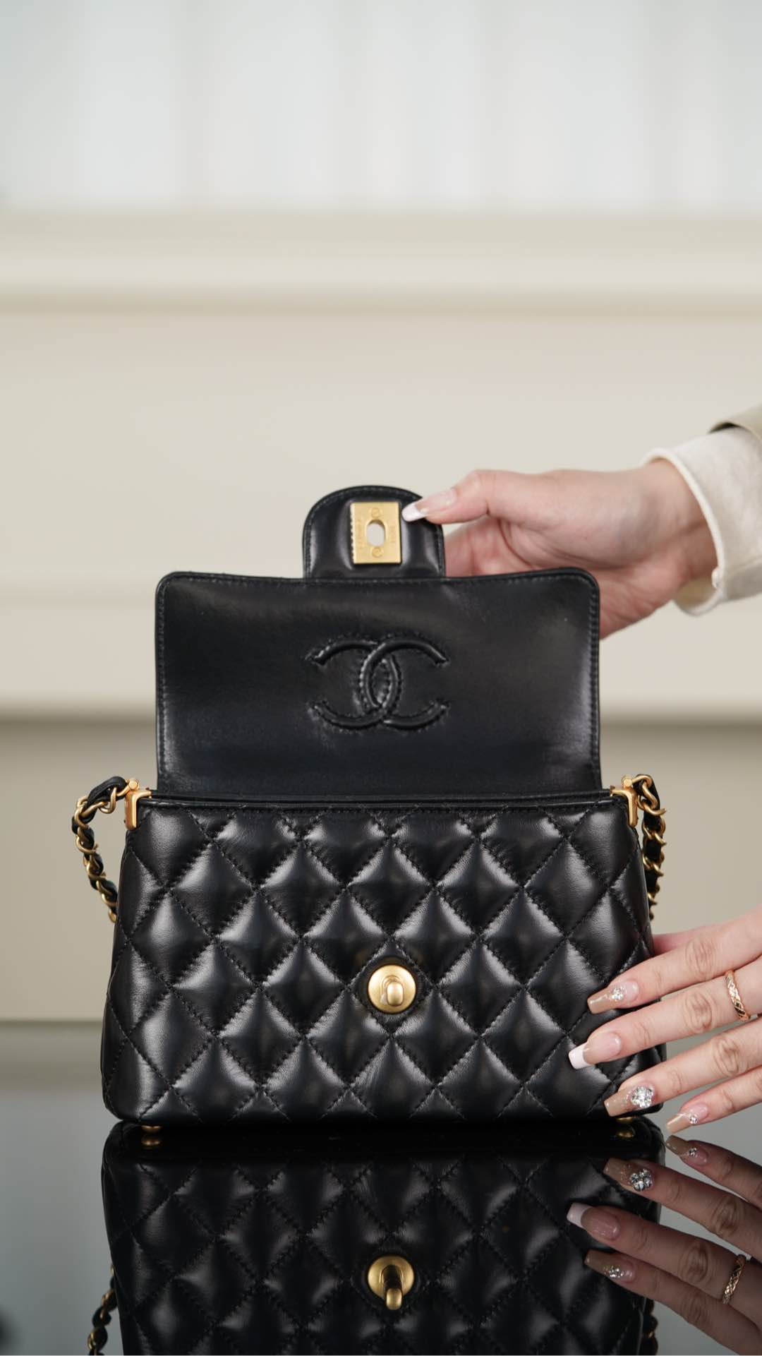 Shop Small Replica Flap Bag With Top Handle - Image 11