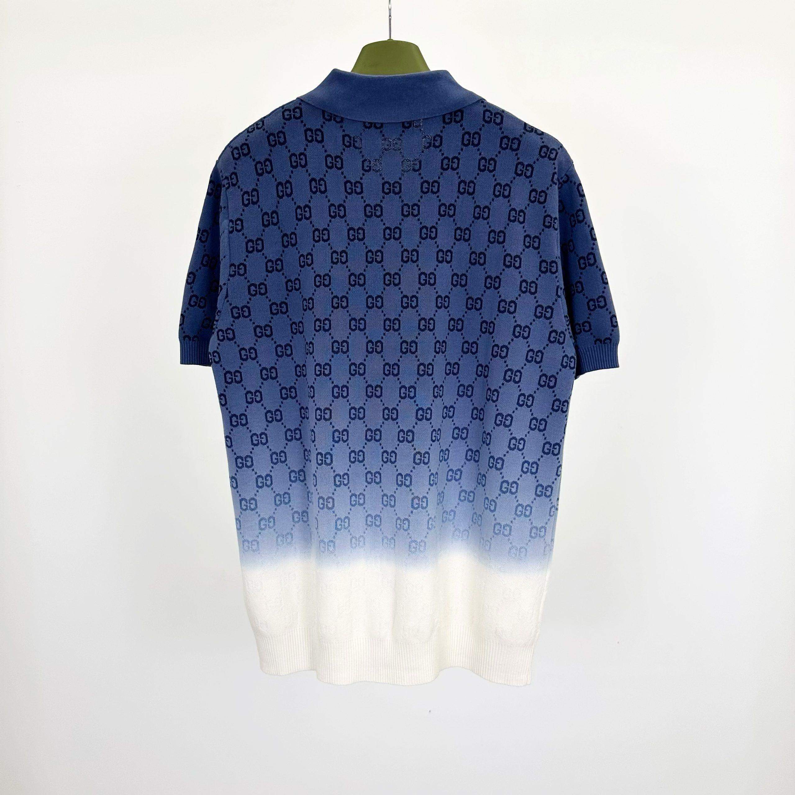 Luxury Gucci GG Cotton Knit Jacquard Replica Polo Shirt - Image 2