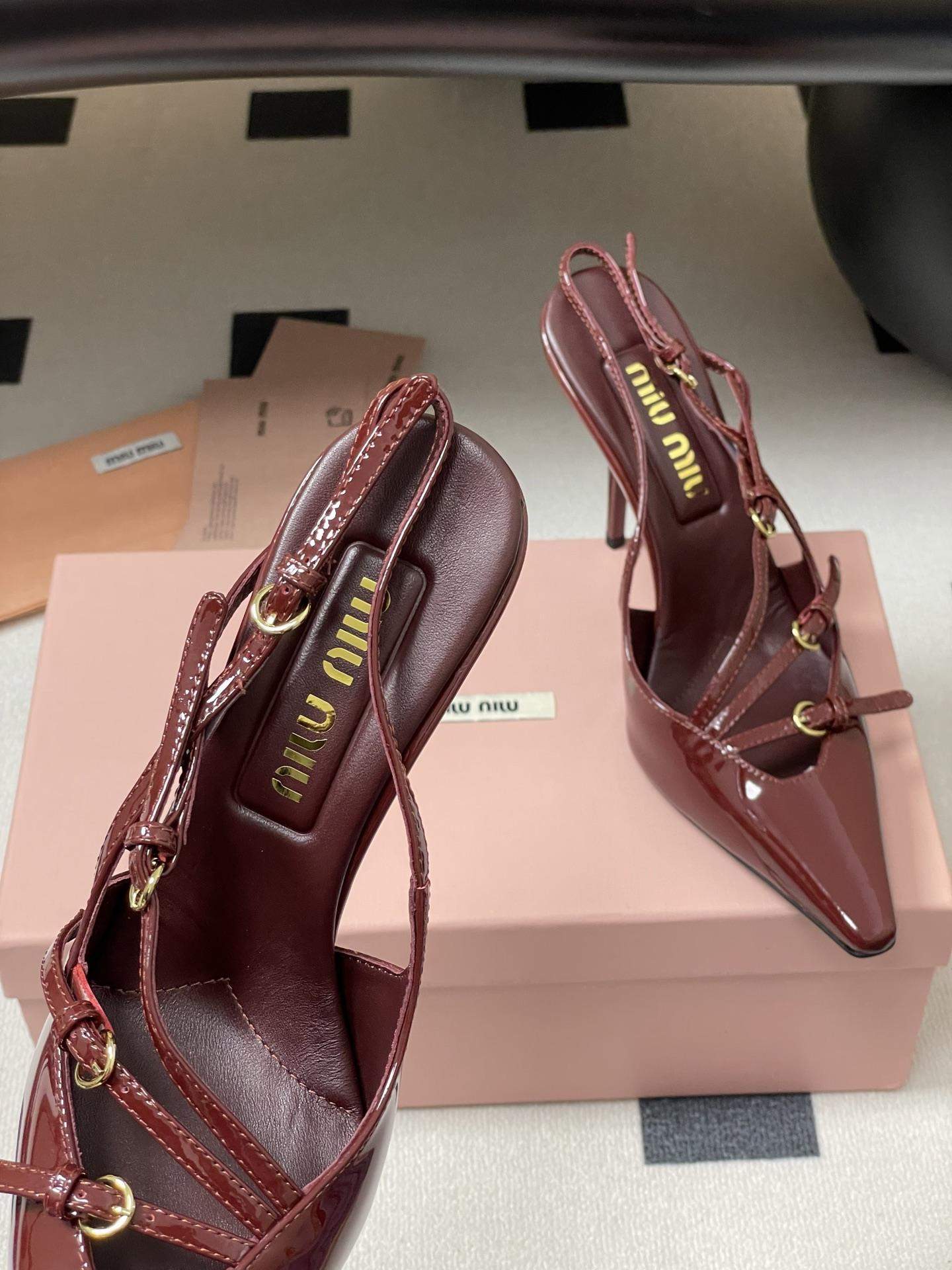 Best Miu Miu Patent Leather Replica Slingbacks With Buckles - Image 8