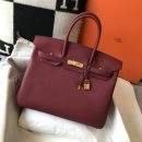 Hermes Birkin Platinum Togo Leather Replica Bag With Gold-Tone Metal 30 cm - Burgundy