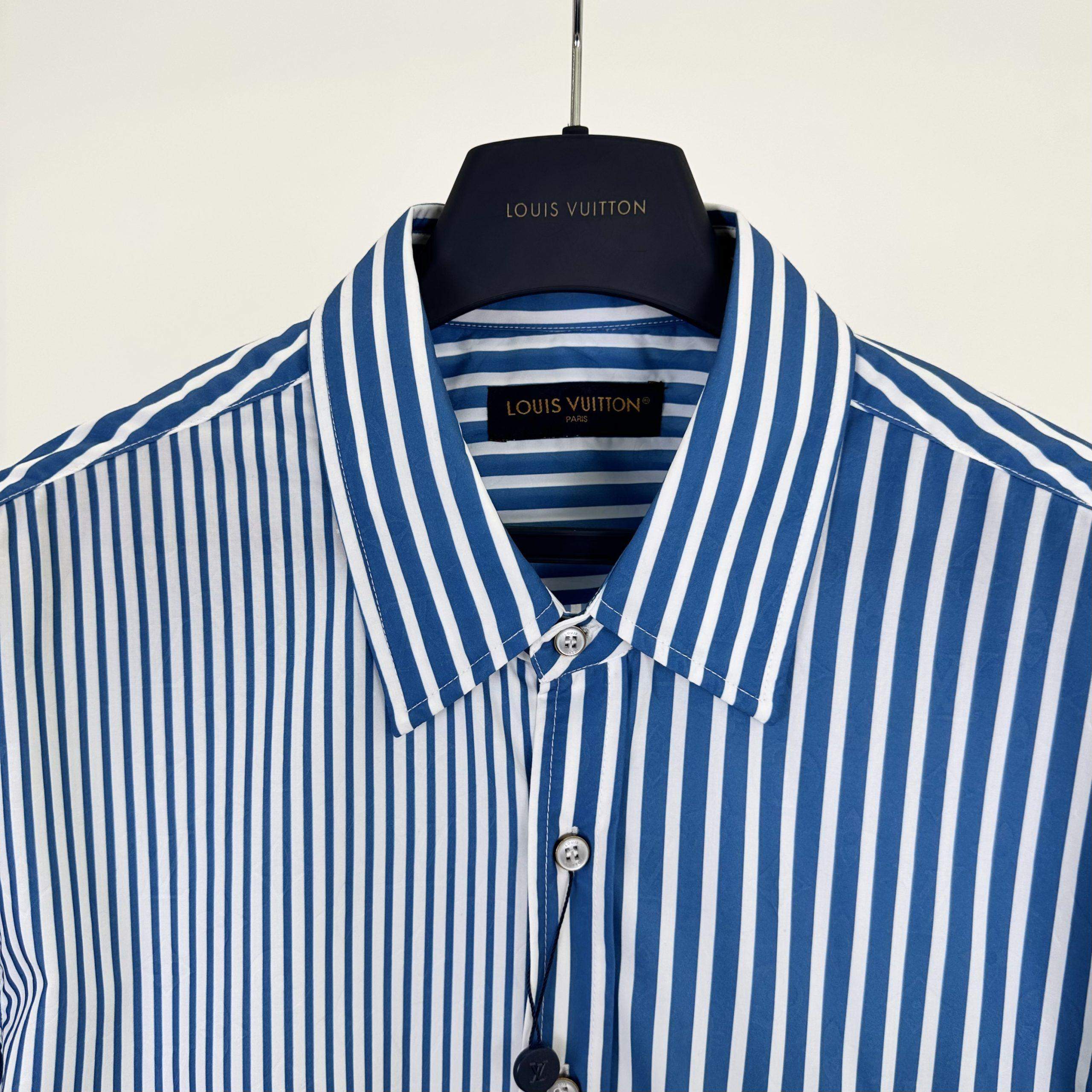 Luxury Louis Vuitton Monogram Patchwork Striped Replica Shirt - Image 3