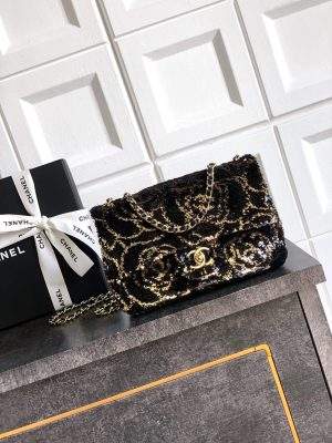Buy Replica Flap Bag With Sequins & Gold-Tone Metal