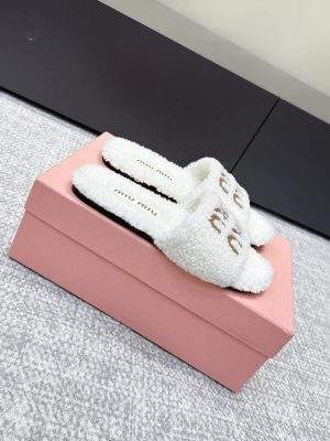 Top Grade Miu Miu Shearling Replica Slides