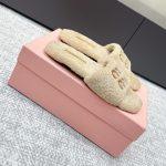 Top Grade Miu Miu Shearling Replica Slides - Beige