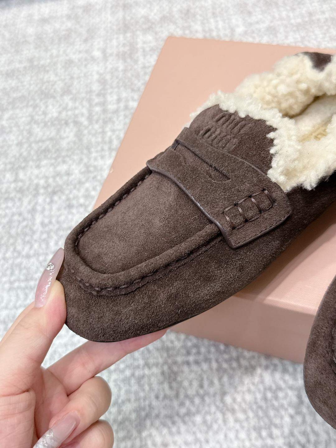 Superior Miu Miu Ruches Suede Replica Loafers - Image 6