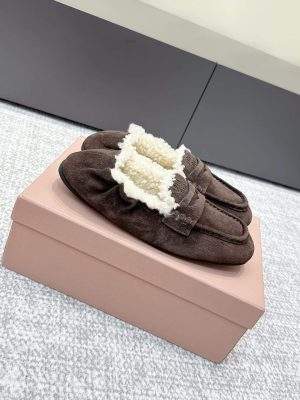 Superior Miu Miu Ruches Suede Replica Loafers