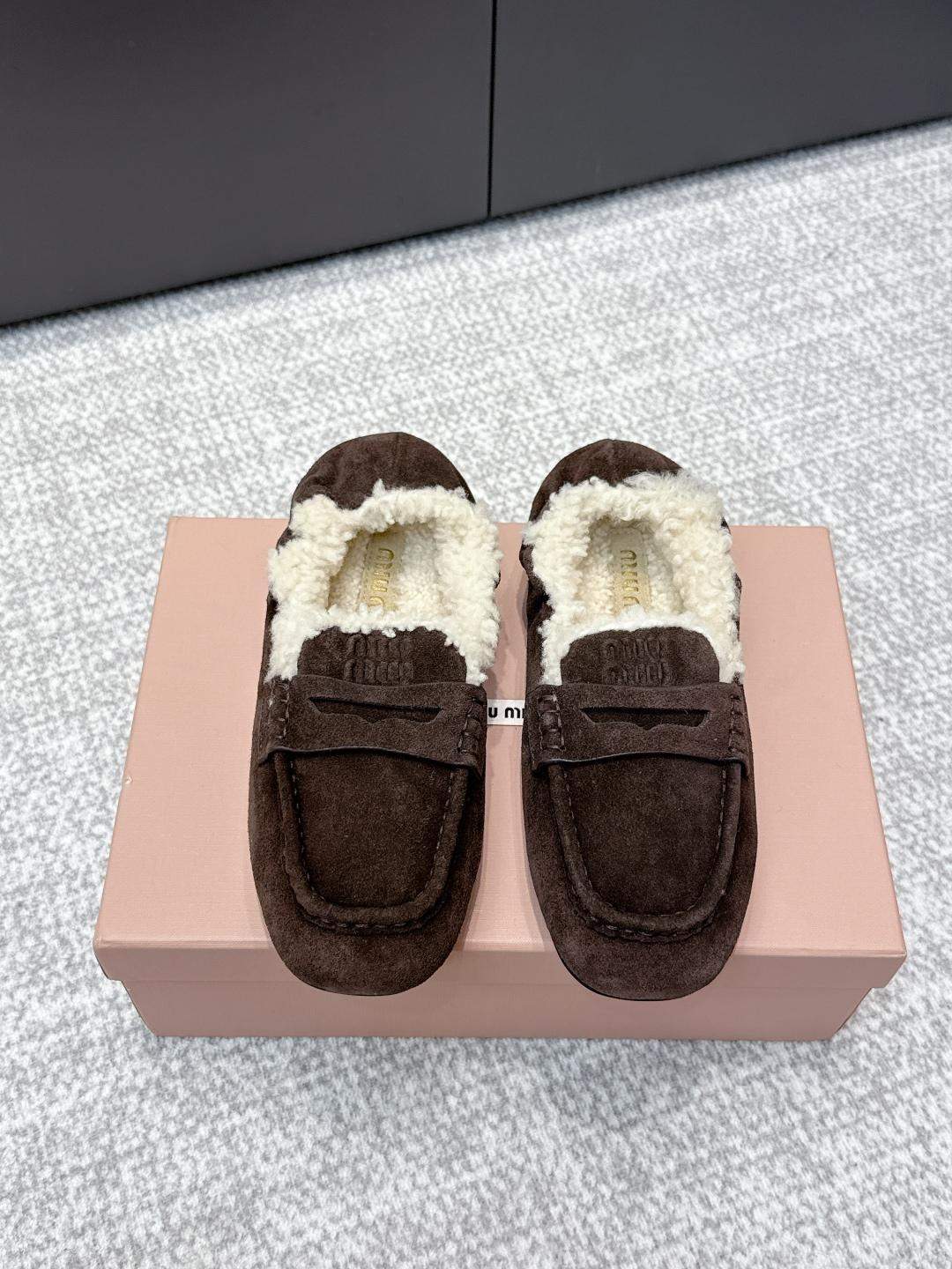 Superior Miu Miu Ruches Suede Replica Loafers - Image 2