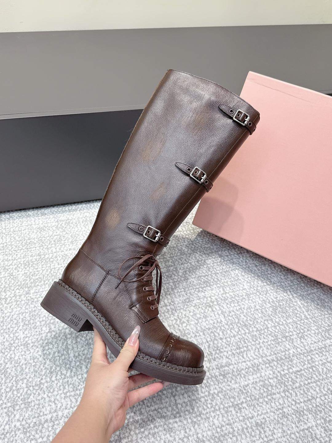 Exact Copy Miu Miu Leather Replica Boots - Image 5
