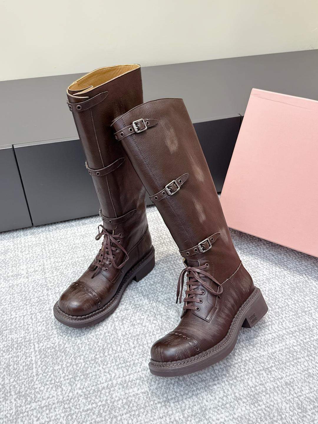 Exact Copy Miu Miu Leather Replica Boots - Image 4