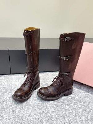Exact Copy Miu Miu Leather Replica Boots