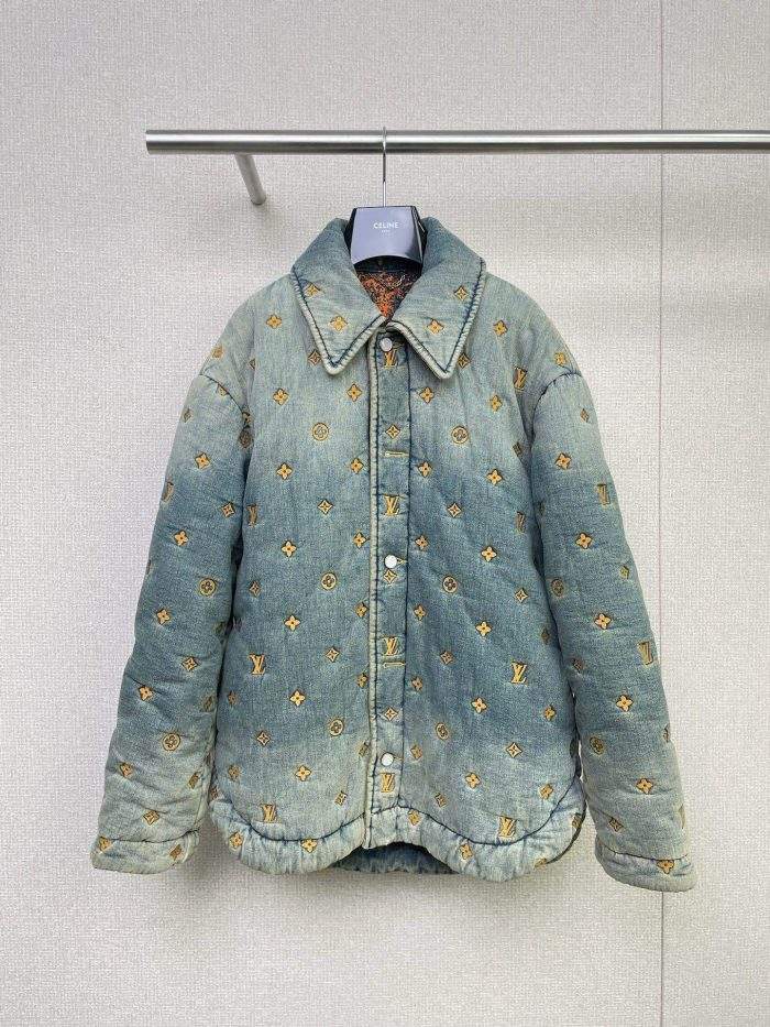 Luxury Louis Vuitton Padded Denim Monogram Replica Overshirt
