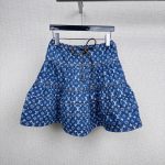 Copy Louis Vuitton Monogram Denim Tiered Replica Skirt