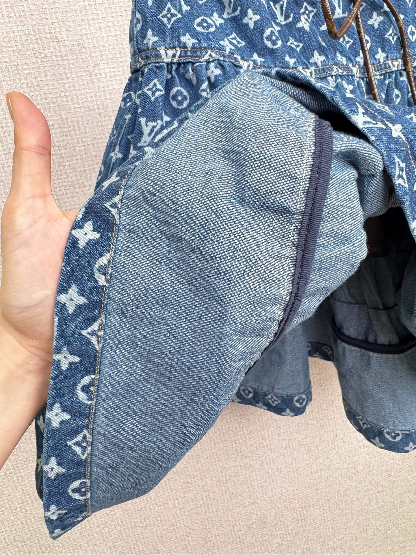 Copy Louis Vuitton Monogram Denim Tiered Replica Skirt - Image 7