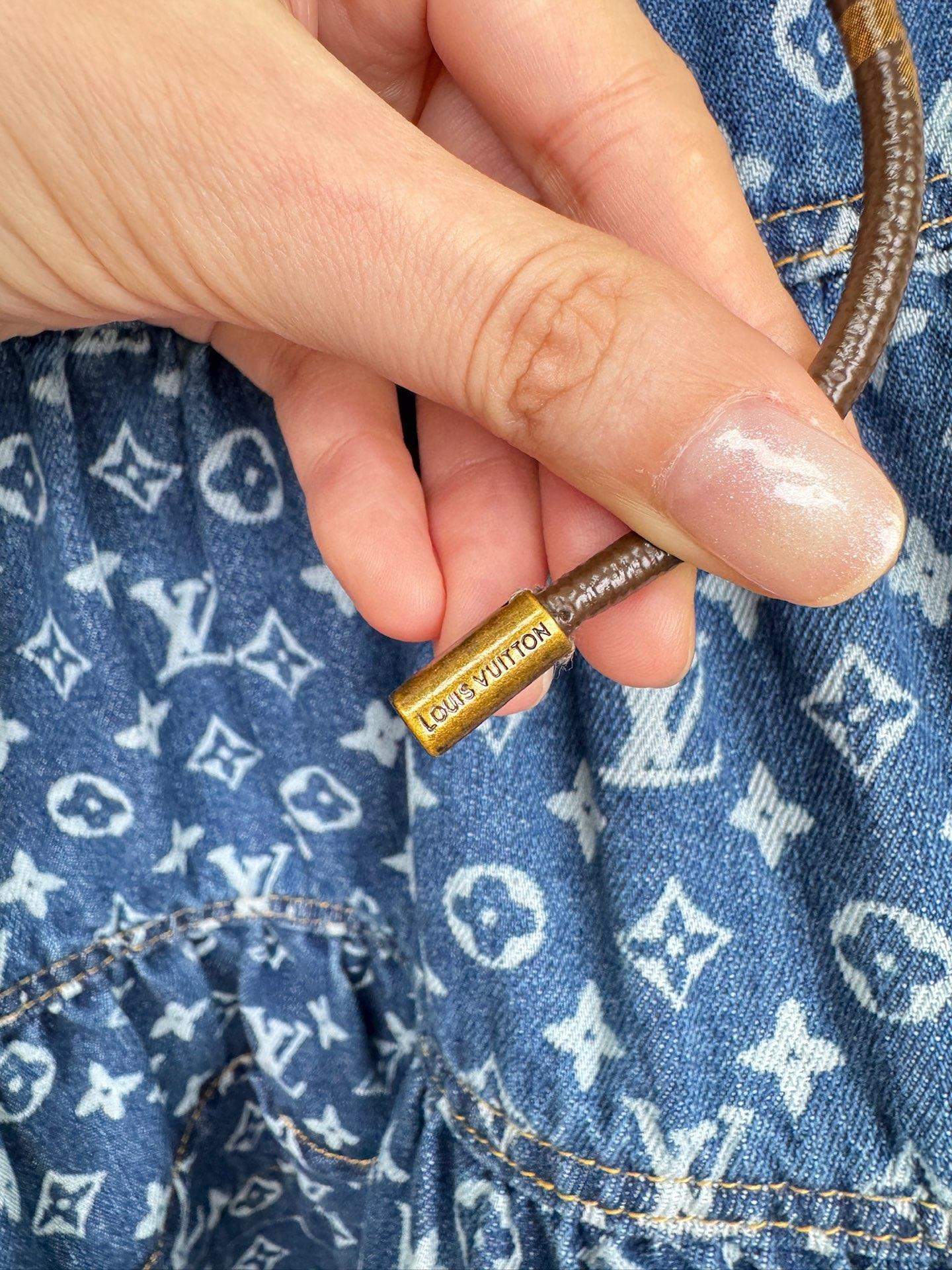 Copy Louis Vuitton Monogram Denim Tiered Replica Skirt - Image 6